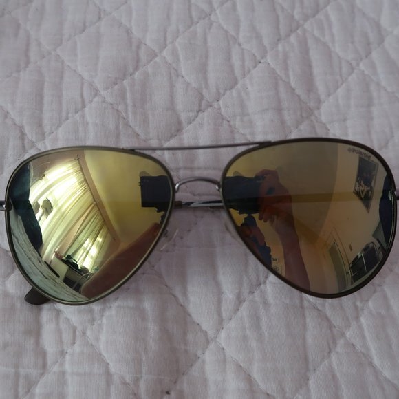Polaroid Polarized Aviator Silver Metal Reflective Lenses Sunglasses P4139R main image 6